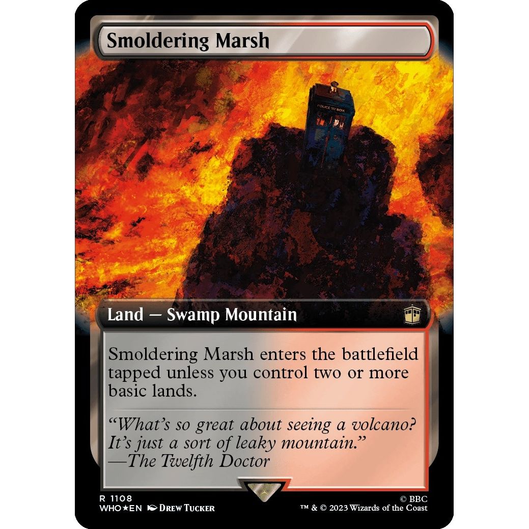 Image for Smoldering Marsh (Extended Art) (Surge Foil) (1108) (WHO) - Magic: The Gathering