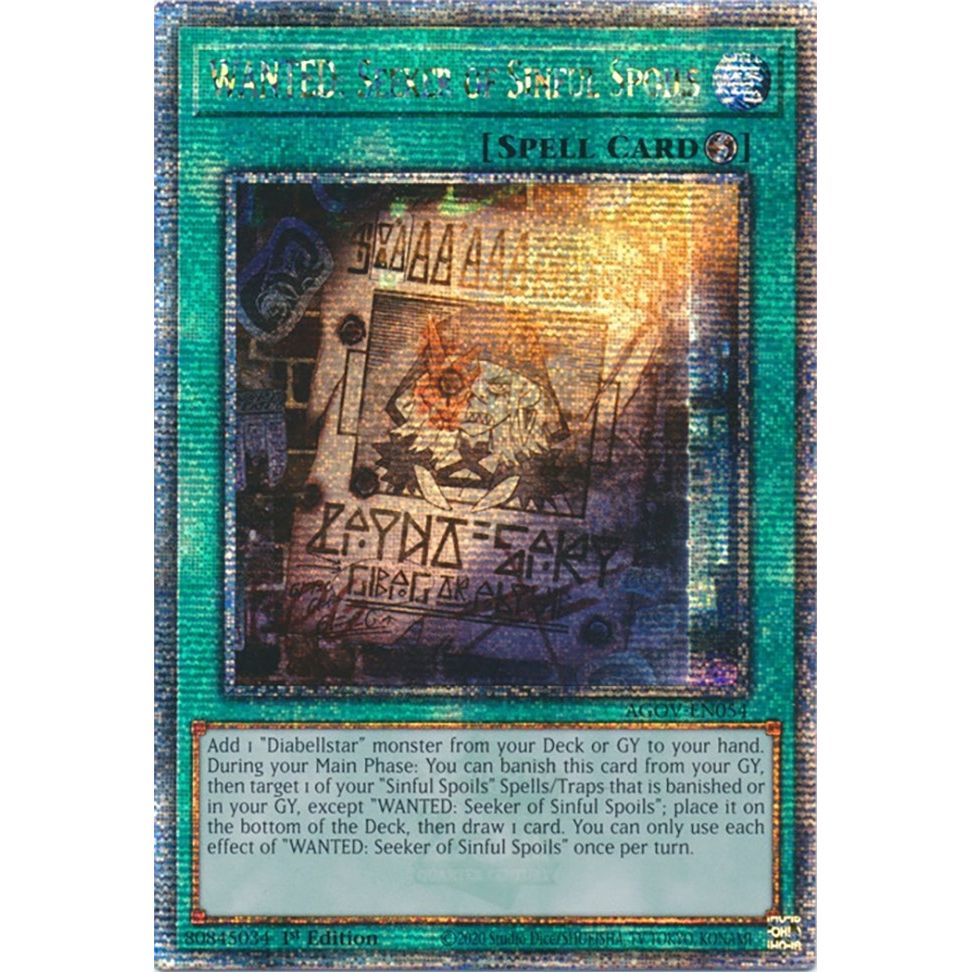 Image for WANTED: Seeker of Sinful Spoils (Quarter Century Secret Rare) (AGOV-EN054) (AGOV) - YuGiOh