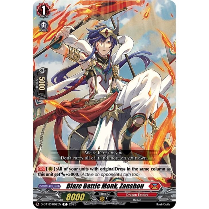 Image for Blaze Battle Monk, Zanshou (D-BT12/062EN) (D-BT12) - Cardfight Vanguard
