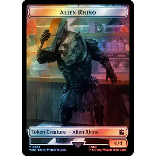 Image for Alien Rhino // Treasure (0061) Double-Sided Token (Surge Foil) (35 // 61) (WHO) - Magic: The Gathering