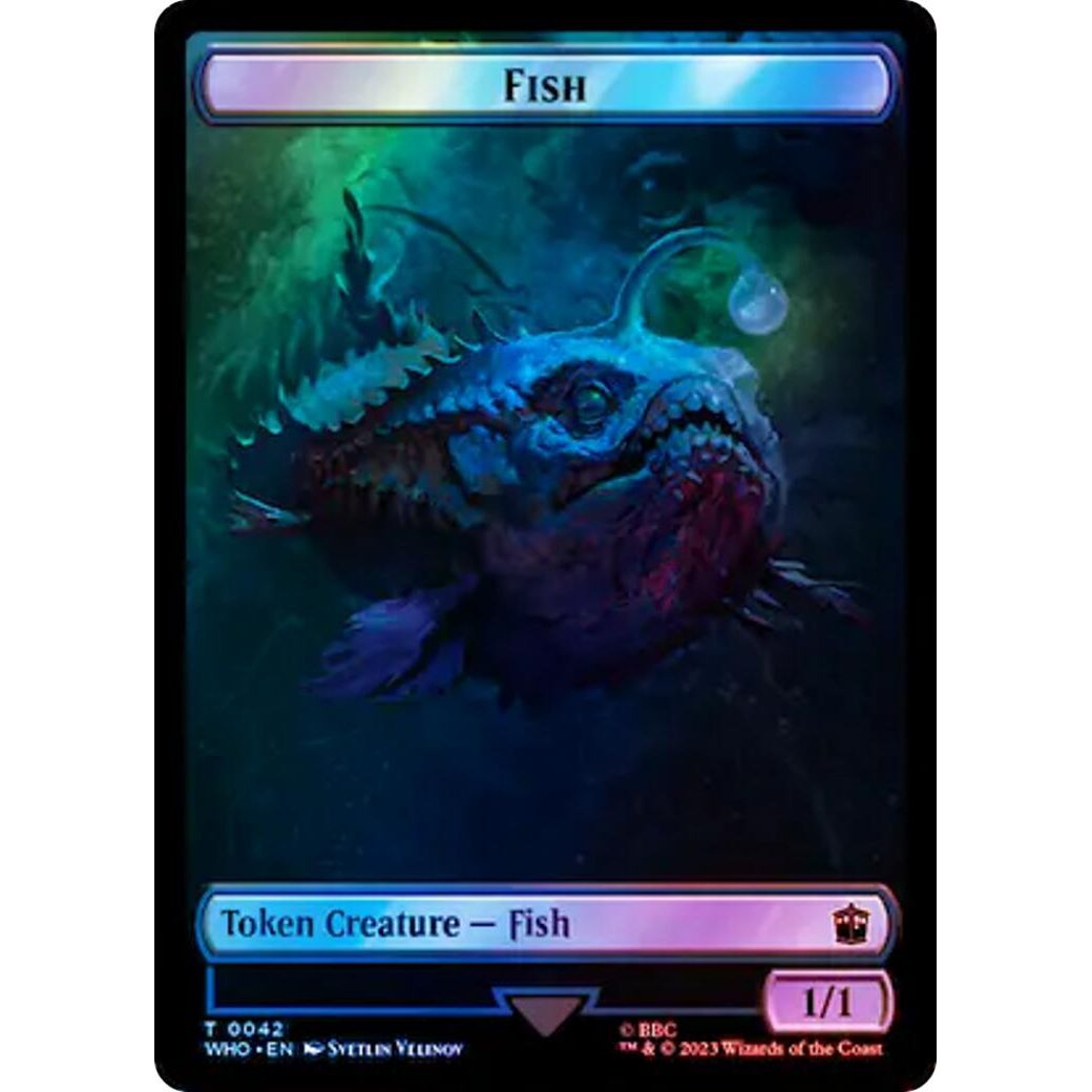 Image for Fish // Cyberman Double-Sided Token (Surge Foil) (42 // 56) (WHO) - Magic: The Gathering