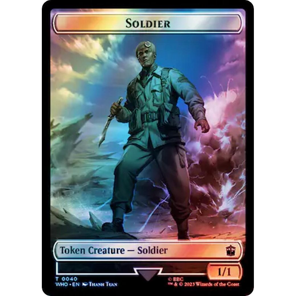 Image for Soldier // Beast Double-Sided Token (Surge Foil) (40 // 49) (WHO) - Magic: The Gathering
