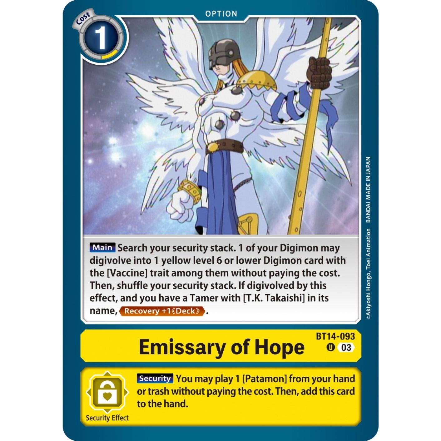 Image for Emissary of Hope (BT14-093 U) (BT14) - Digimon Card Game