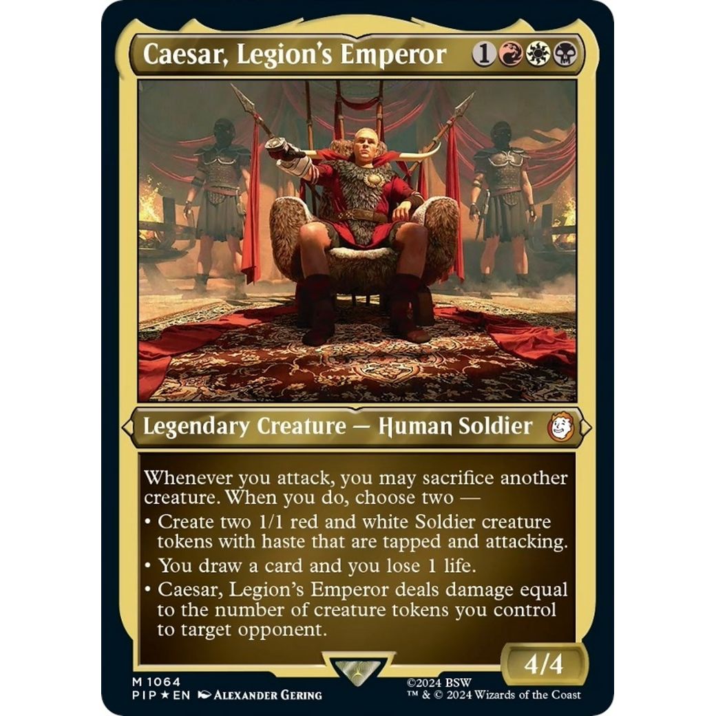 Image for Caesar, Legion's Emperor (Display Commander) - Thick Stock (1064) (PIP) - Magic: The Gathering