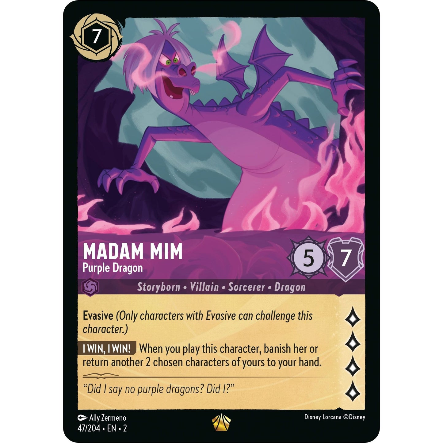 Image for Madam Mim - Purple Dragon (47/204) (2) - Disney Lorcana