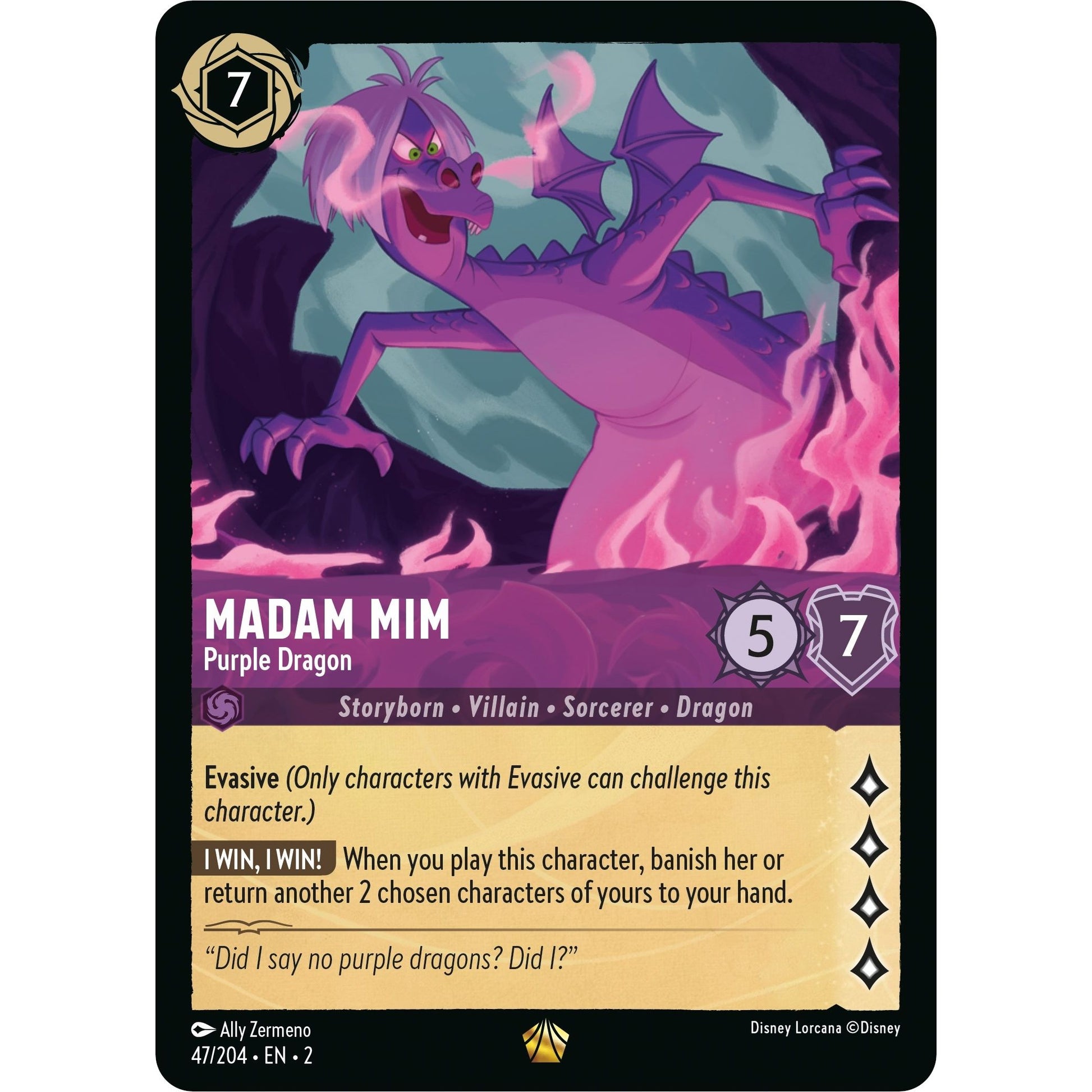 Image for Madam Mim - Purple Dragon (47/204) (2) - Disney Lorcana