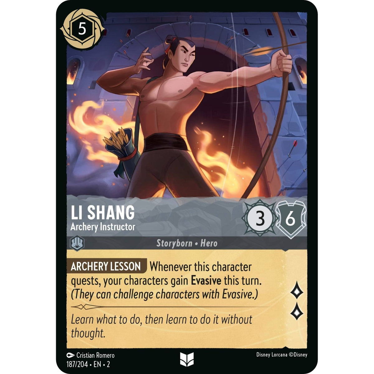 Image for Li Shang - Archery Instructor (187/204) (2) - Disney Lorcana