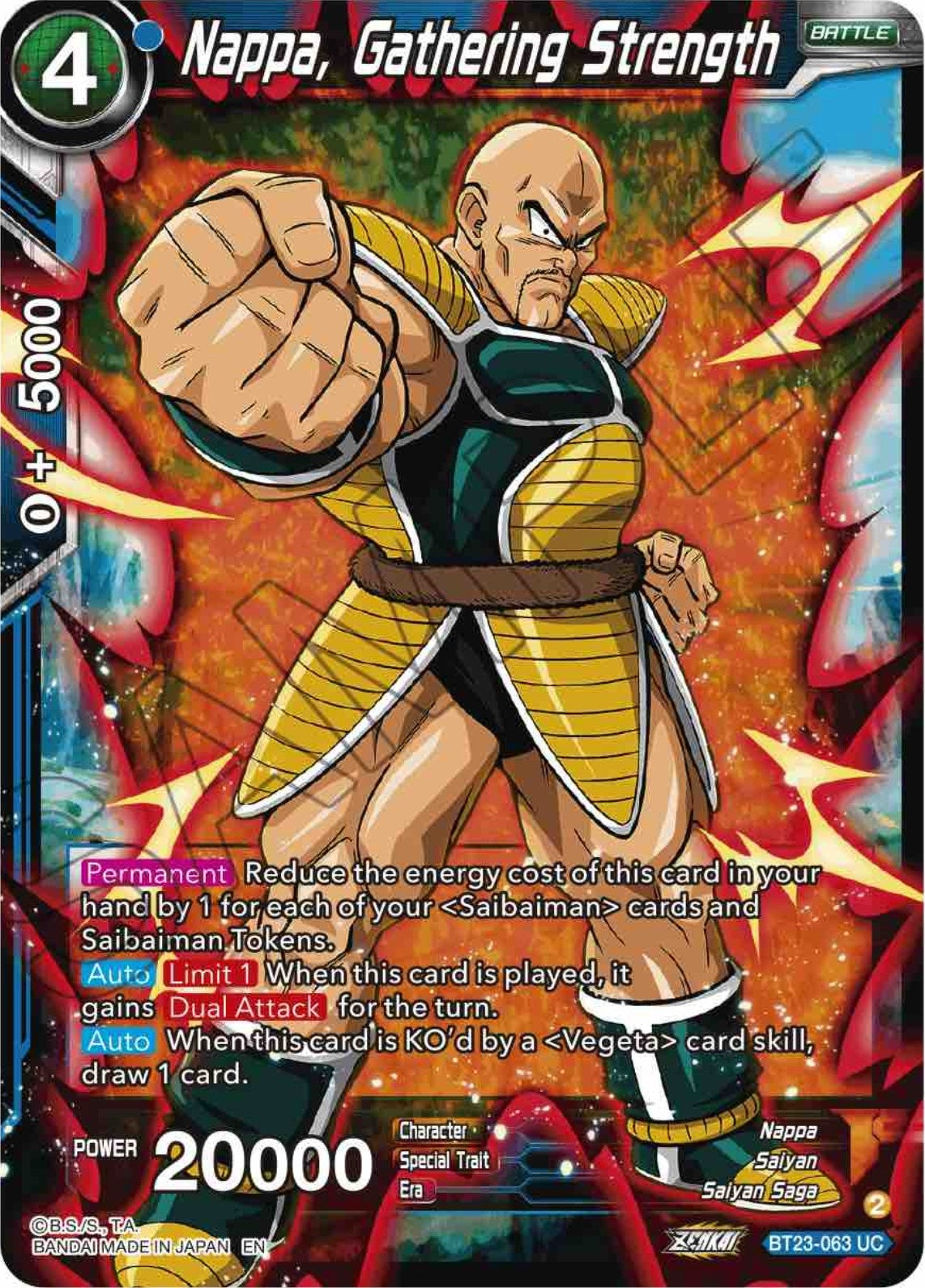 Image for Nappa, Gathering Strength (BT23-063) (BT23) - Dragon Ball Super: Masters