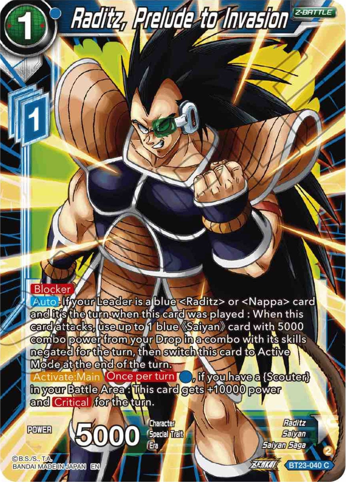 Image for Raditz, Prelude to Invasion (BT23-040) (BT23) - Dragon Ball Super: Masters
