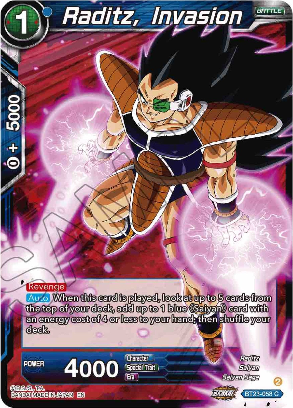 Image for Raditz, Invasion (BT23-058) (BT23) - Dragon Ball Super: Masters
