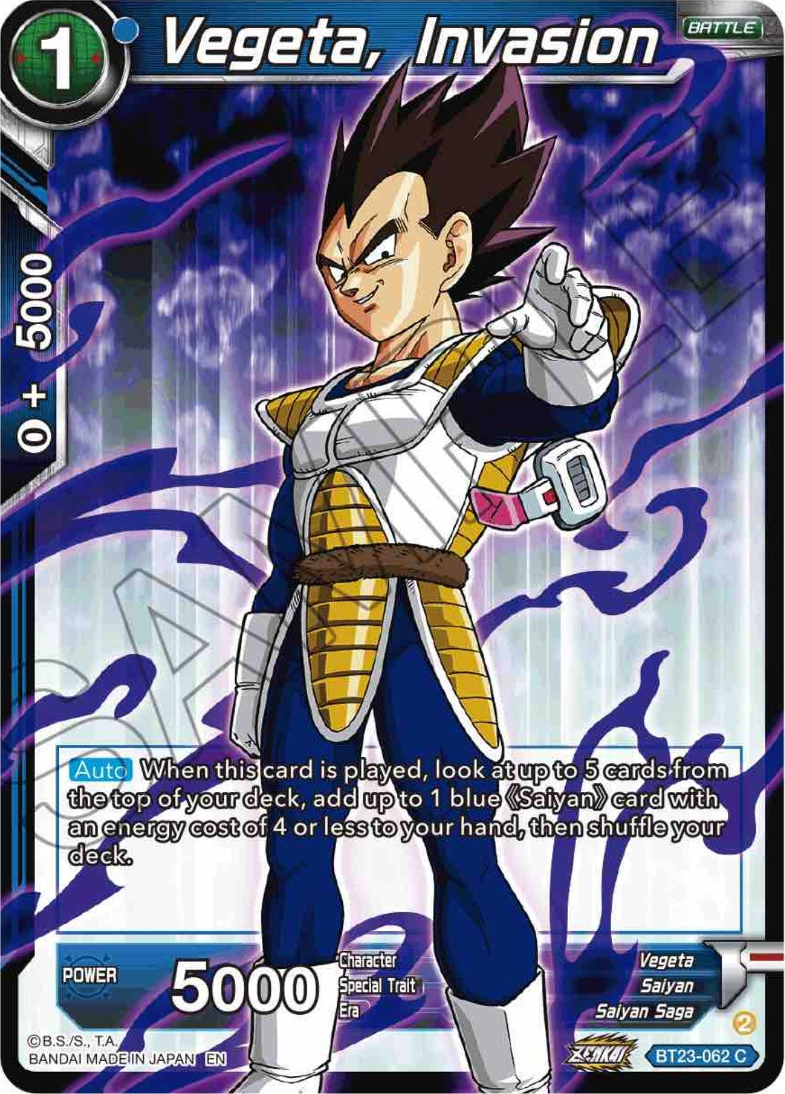 Image for Vegeta, Invasion (BT23-062) (BT23) - Dragon Ball Super: Masters