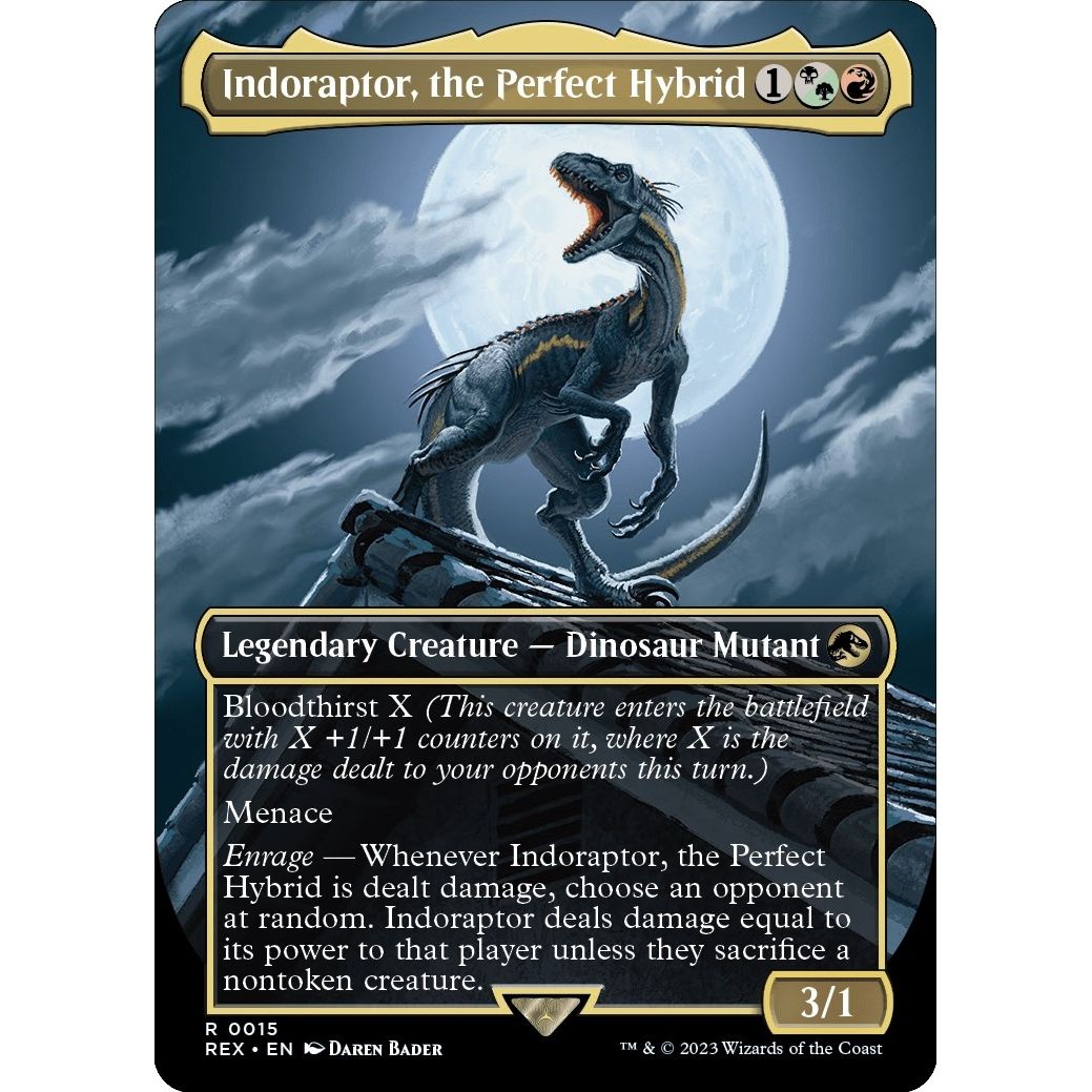 Image for Indoraptor, the Perfect Hybrid (Borderless) (15) (REX) - Magic: The Gathering