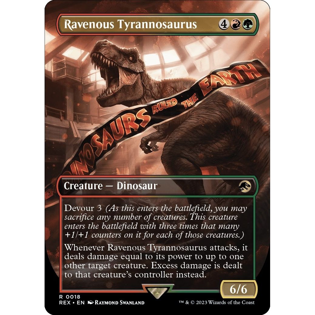 Image for Ravenous Tyrannosaurus (Borderless) (18) (REX) - Magic: The Gathering
