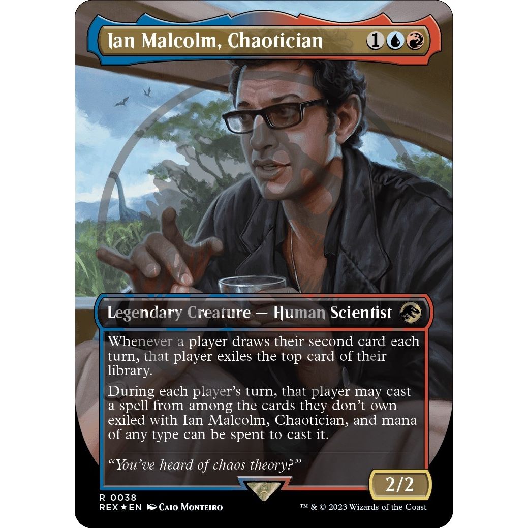 Image for Ian Malcolm, Chaotician (Borderless) (Emblem) (38) (REX) - Magic: The Gathering