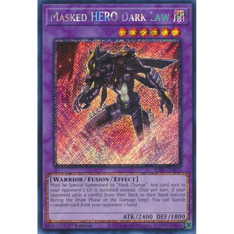 Image for Masked HERO Dark Law (Platinum Secret Rare) (RA01-EN025) (RA01) - YuGiOh