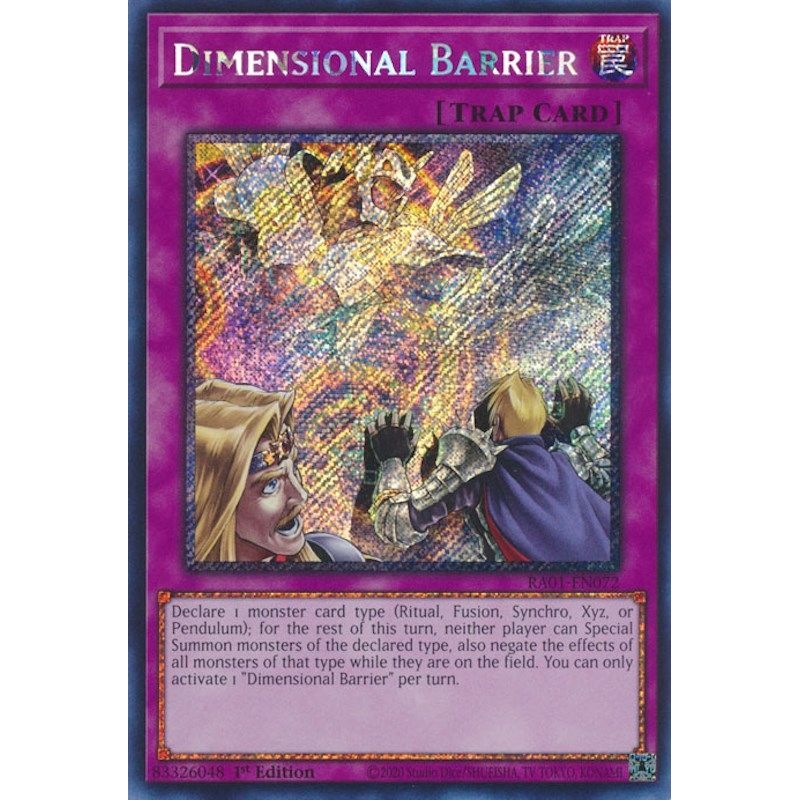 Image for Dimensional Barrier (Platinum Secret Rare) (RA01-EN072) (RA01) - YuGiOh