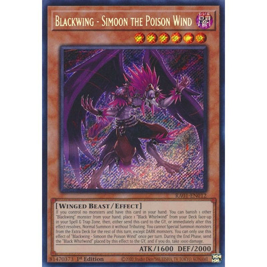 Image for Blackwing - Simoon the Poison Wind (Secret Rare) (RA01-EN012) (RA01) - YuGiOh