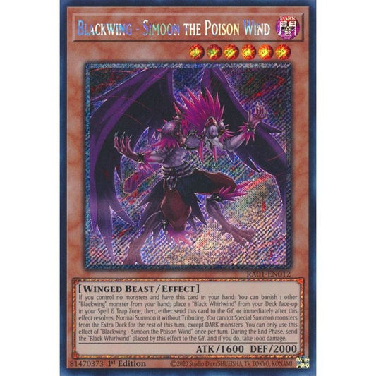 Image for Blackwing - Simoon the Poison Wind (Platinum Secret Rare) (RA01-EN012) (RA01) - YuGiOh