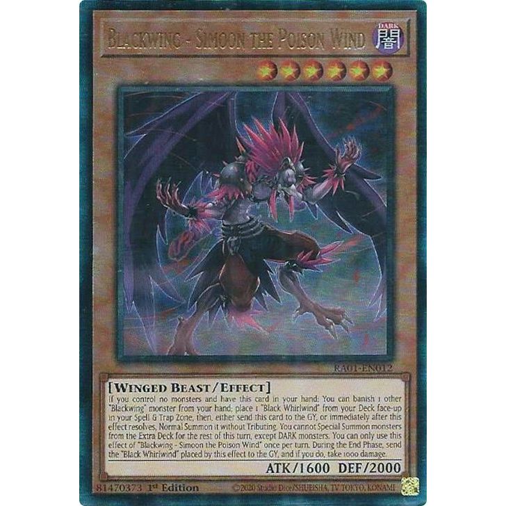 Image for Blackwing - Simoon the Poison Wind (PUR) (RA01-EN012) (RA01) - YuGiOh