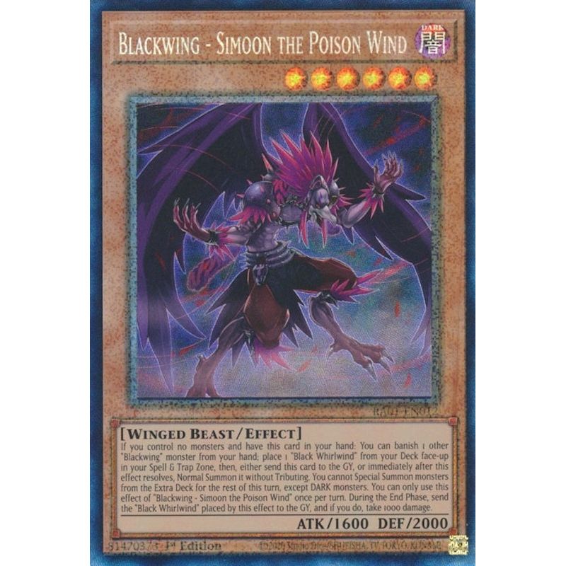 Image for Blackwing - Simoon the Poison Wind (PCR) (RA01-EN012) (RA01) - YuGiOh