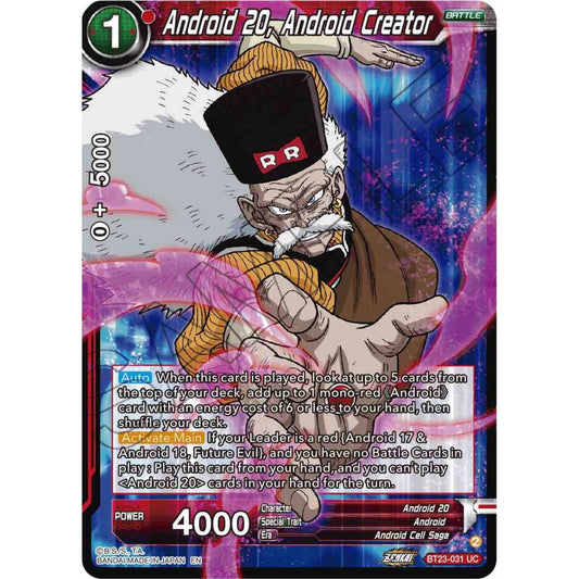 Image for Android 20, Android Creator (BT23-031) (BT23) - Dragon Ball Super: Masters