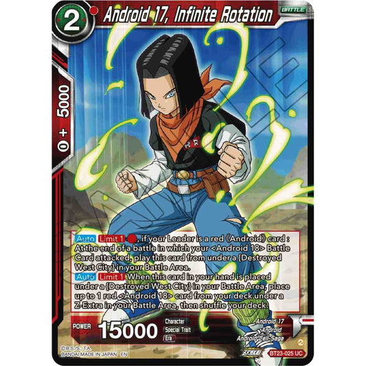 Image for Android 17, Infinite Rotation (BT23-025) (BT23) - Dragon Ball Super: Masters