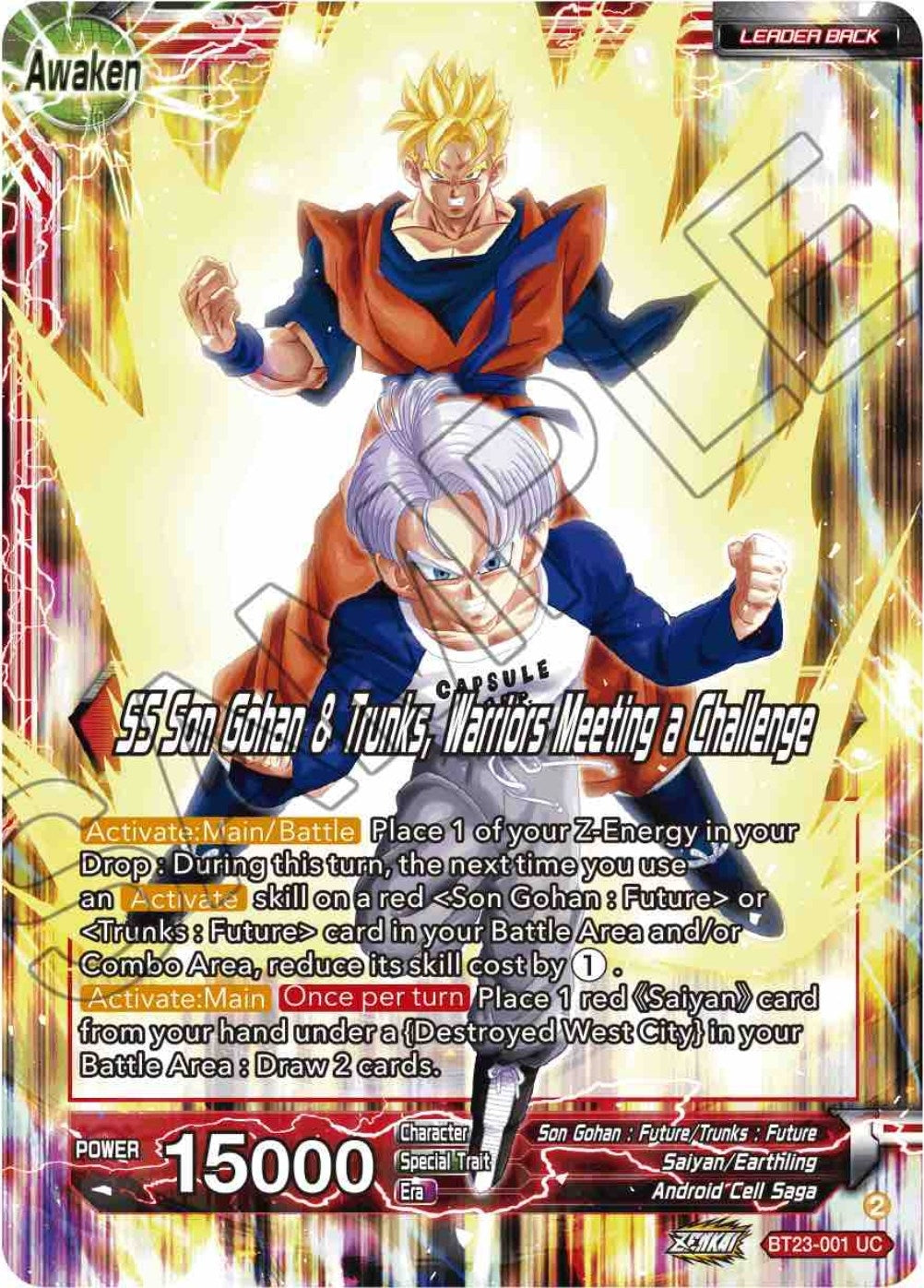 Image for Son Gohan & Trunks // SS Son Gohan & Trunks, Warriors Meeting a Challenge (BT23-001) (BT23) - Dragon Ball Super: Masters