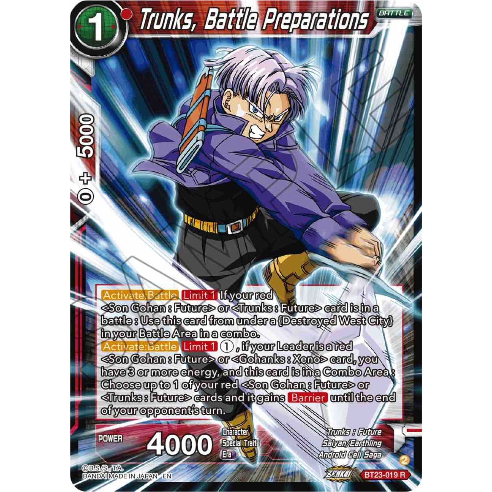 Image for Trunks, Battle Preparations (BT23-019) (BT23) - Dragon Ball Super: Masters