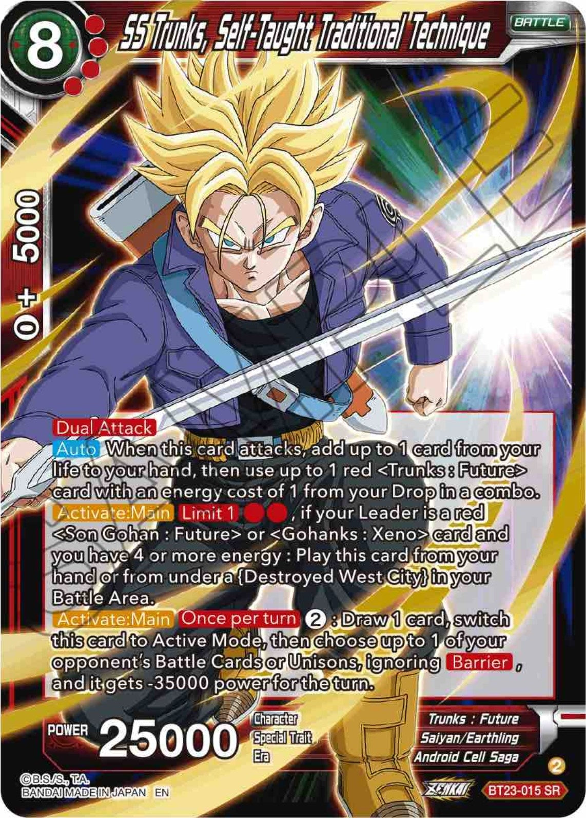 Image for SS Trunks, Self-Taught Traditional Technique (BT23-015) (BT23) - Dragon Ball Super: Masters