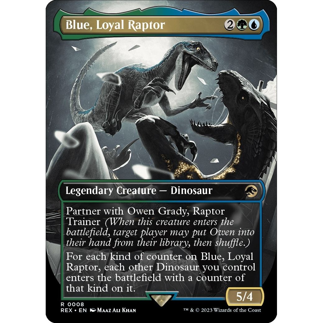 Image for Blue, Loyal Raptor (Borderless) (8) (REX) - Magic: The Gathering