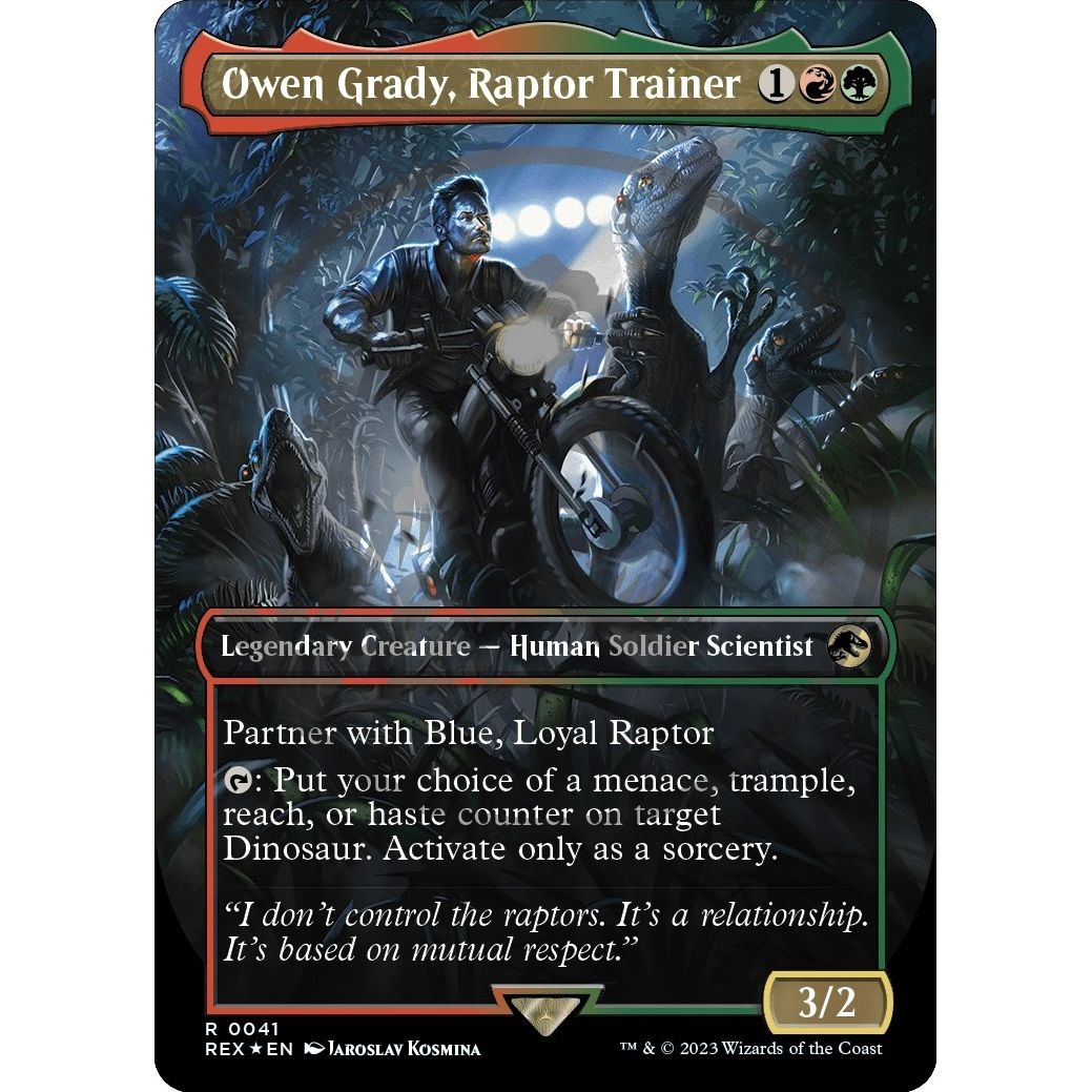 Image for Owen Grady, Raptor Trainer (Borderless) (Emblem) (41) (REX) - Magic: The Gathering