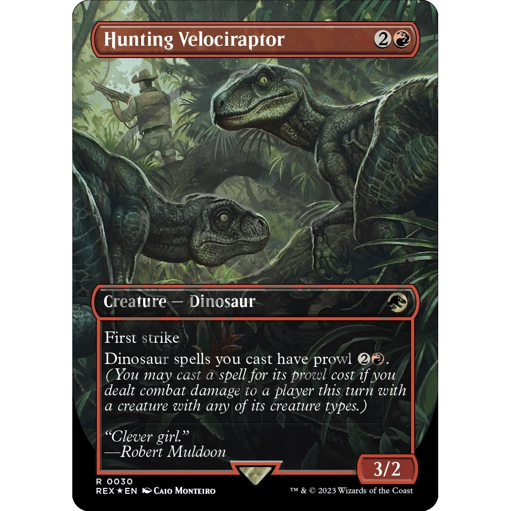 Image for Hunting Velociraptor (Borderless) (Emblem) (30) (REX) - Magic: The Gathering