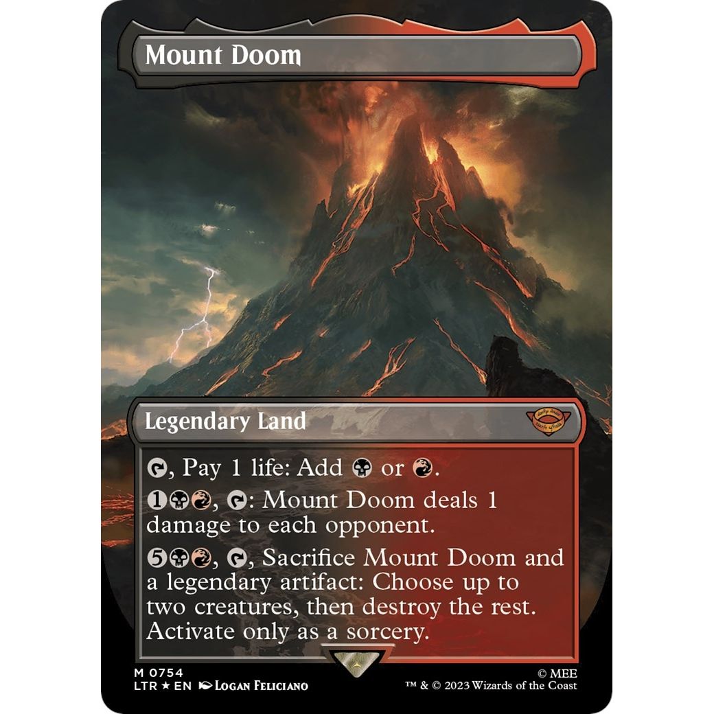 Image for Mount Doom (Borderless) (Surge Foil) (754) (LTR) - Magic: The Gathering