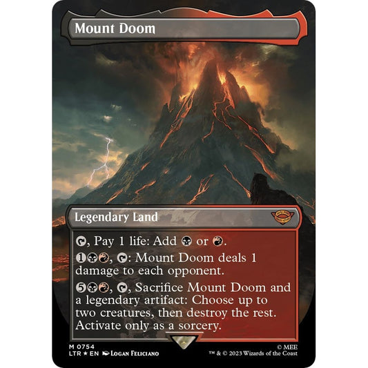 Image for Mount Doom (Borderless) (Surge Foil) (754) (LTR) - Magic: The Gathering