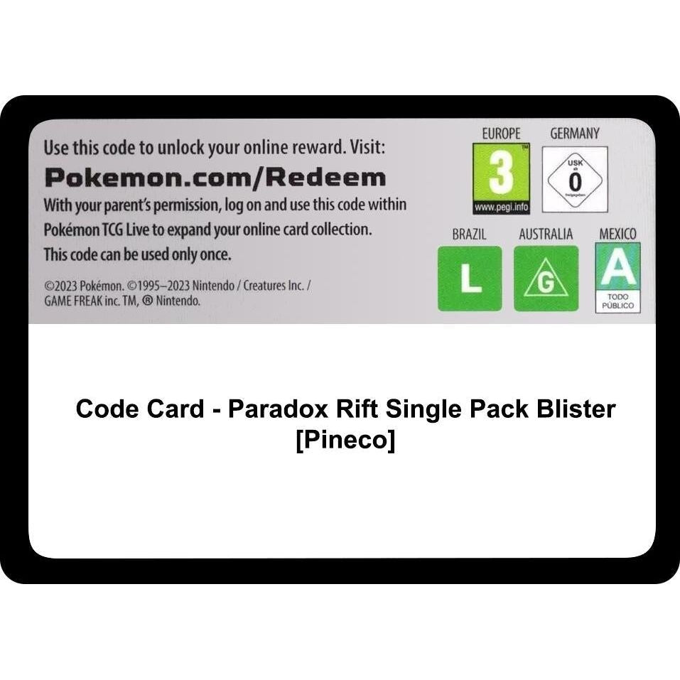Image for Code Card - Paradox Rift Single Pack Blister [Pineco] (PAR) - Pokemon