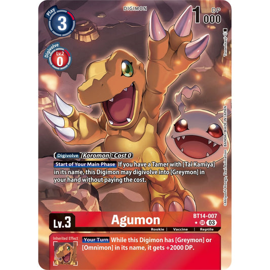 Image for Agumon (Alternate Art) (BT14-007 SR) (BT14) - Digimon Card Game