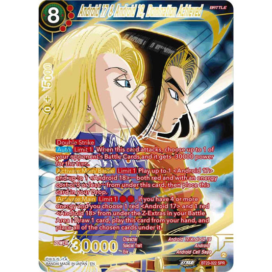 Image for Android 17 & Android 18, Domination Achieved (SPR) (BT23-022) (BT23) - Dragon Ball Super: Masters