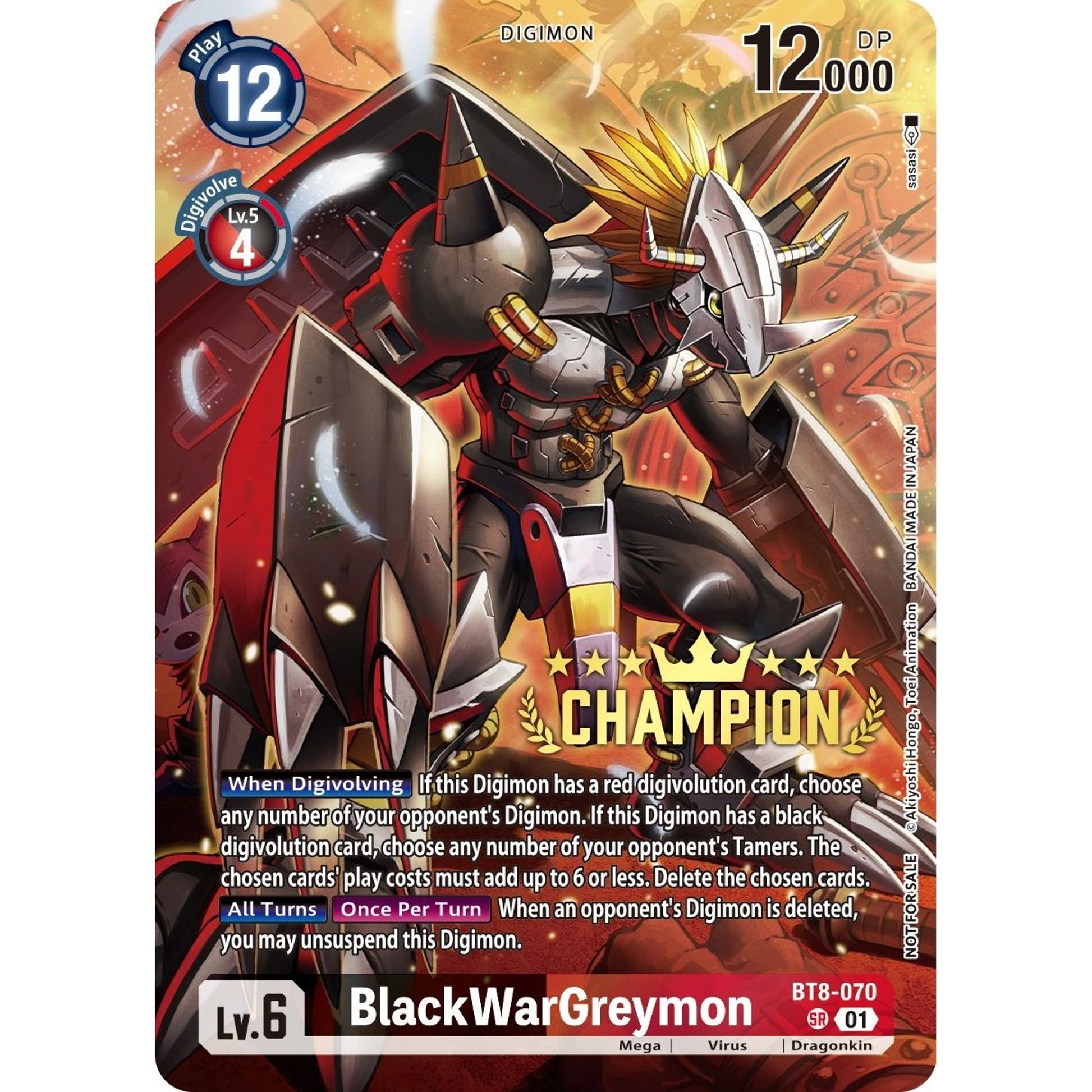 Image for BlackWarGreymon (Digimon 3-On-3 Champion) (BT8-070 SR) (BT08) - Digimon Card Game