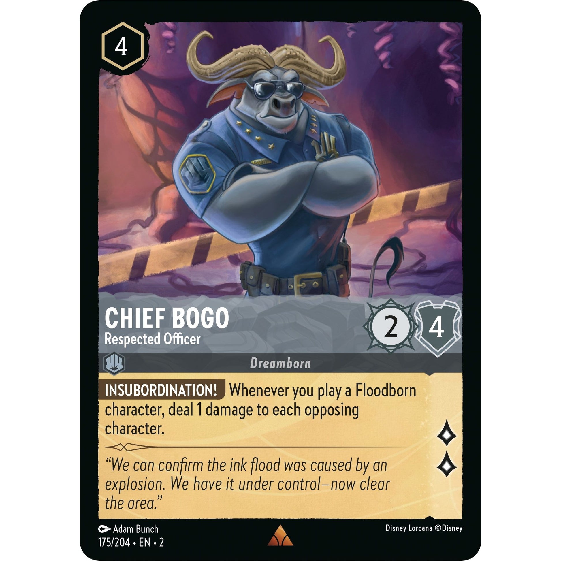 Image for Chief Bogo - Respected Officer (175/204) (2) - Disney Lorcana