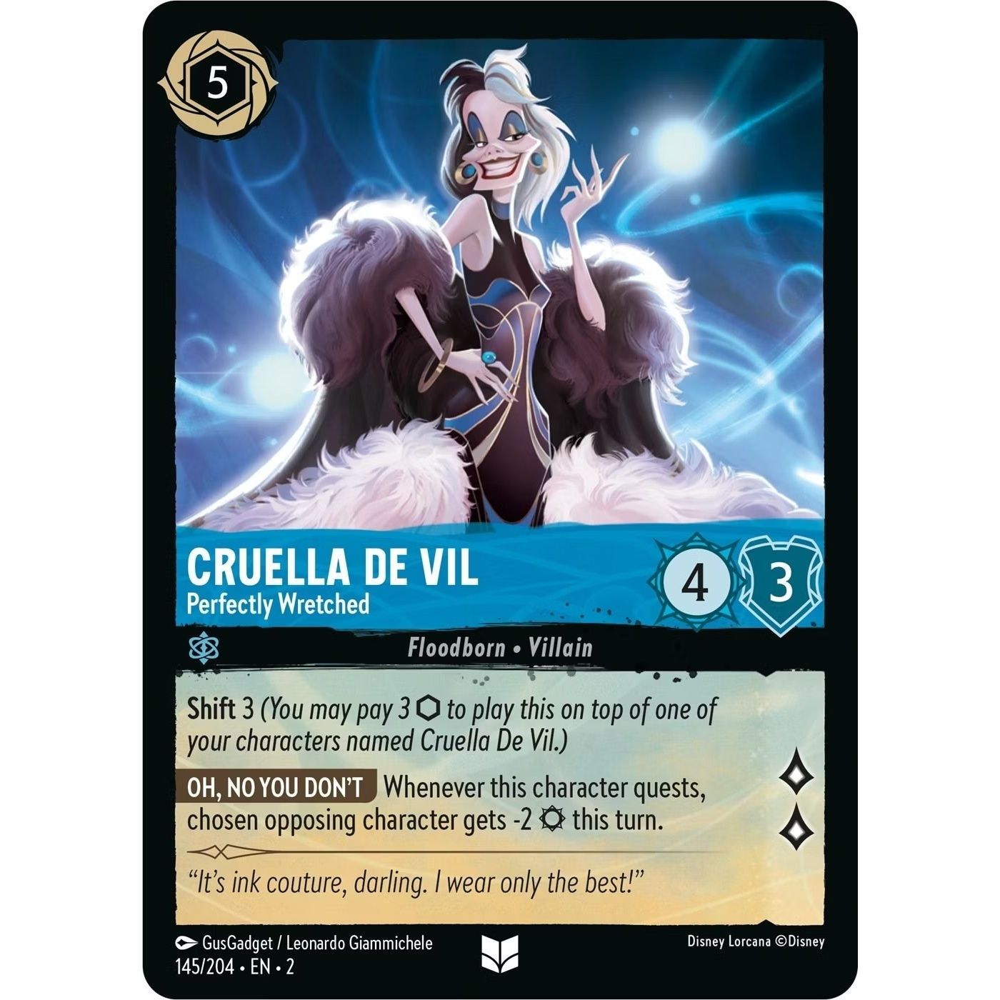 Image for Cruella De Vil - Perfectly Wretched (145/204) (2) - Disney Lorcana