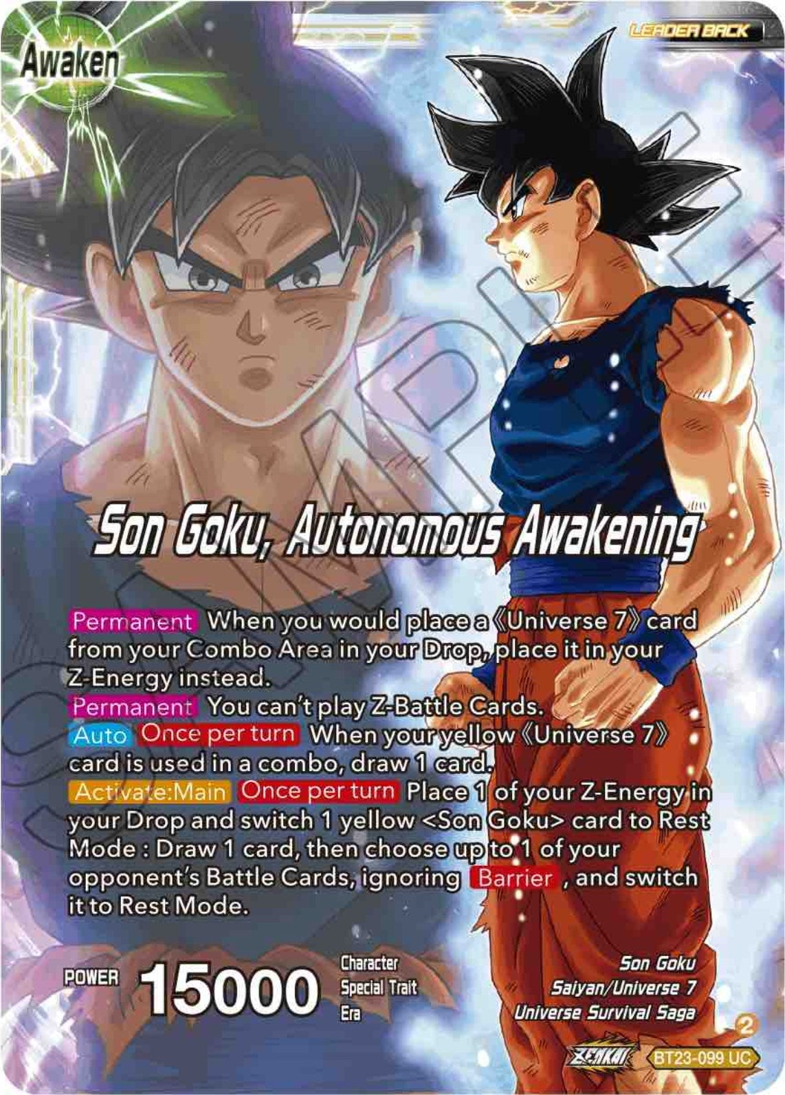 Image for SSB Son Goku // Son Goku, Autonomous Awakening (BT23-099) (BT23) - Dragon Ball Super: Masters