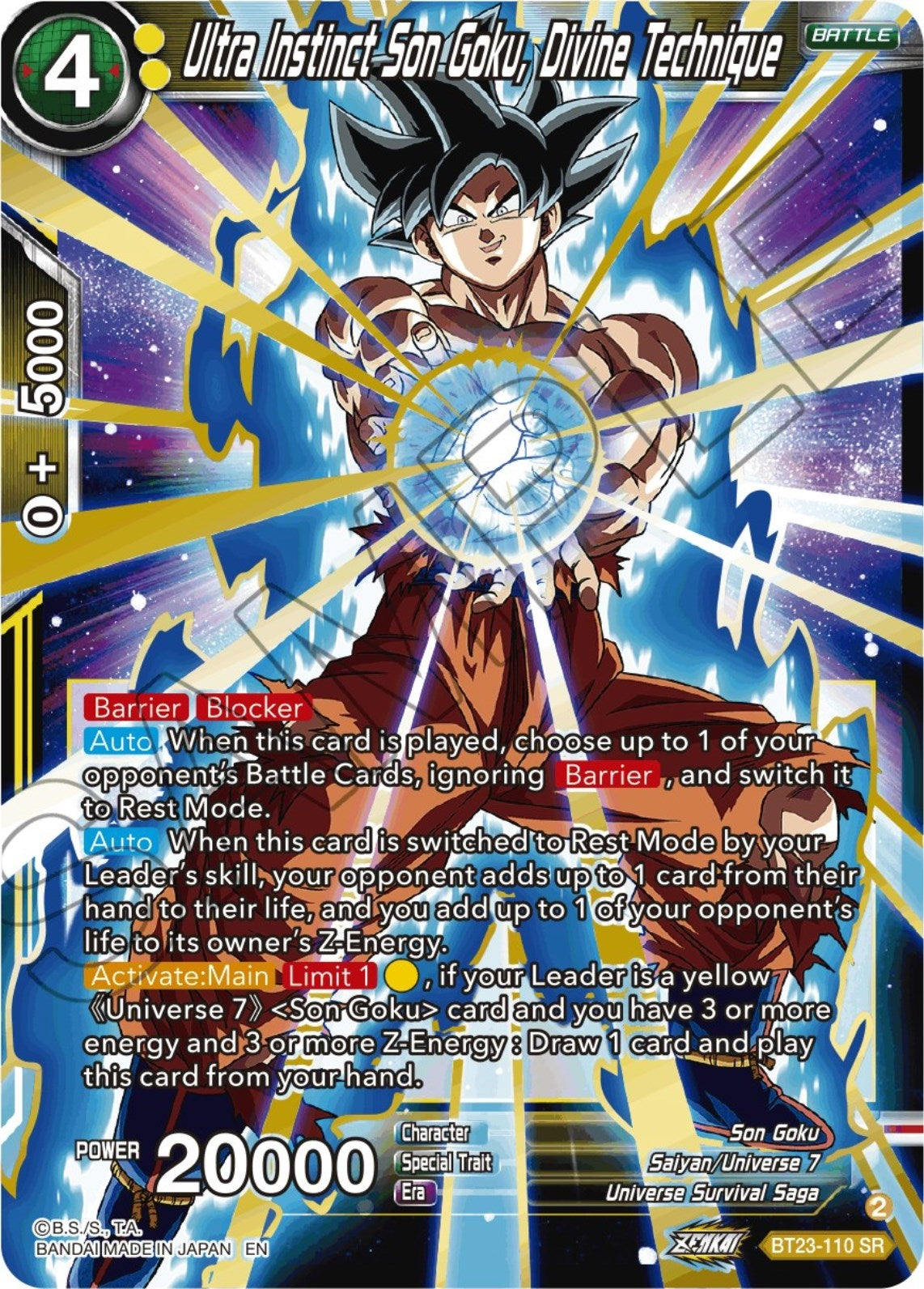 Image for Ultra Instinct Son Goku, Divine Technique (BT23-110) (BT23) - Dragon Ball Super: Masters