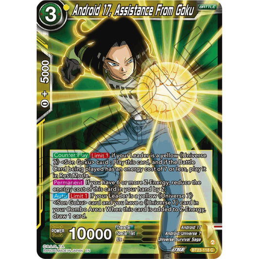 Image for Android 17, Assistance From Goku (BT23-118) (BT23) - Dragon Ball Super: Masters
