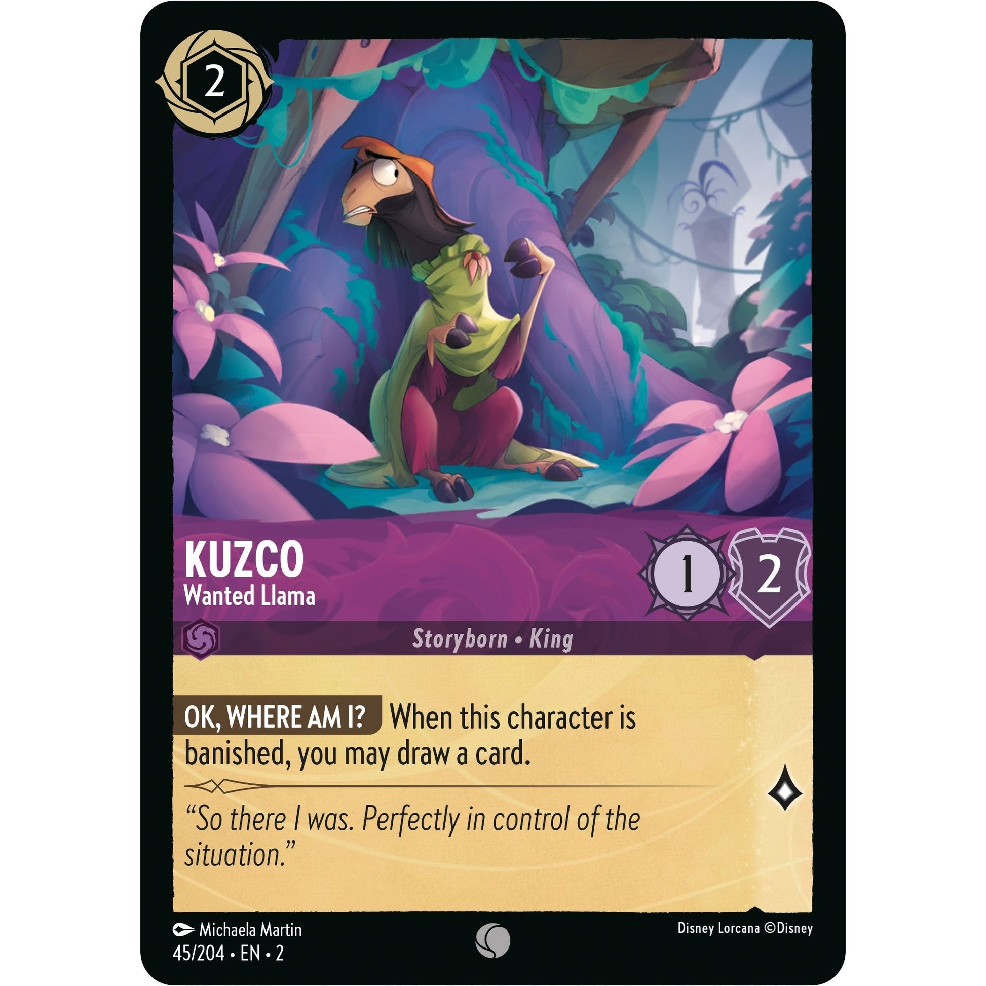 Image for Kuzco - Wanted Llama (45/204) (2) - Disney Lorcana