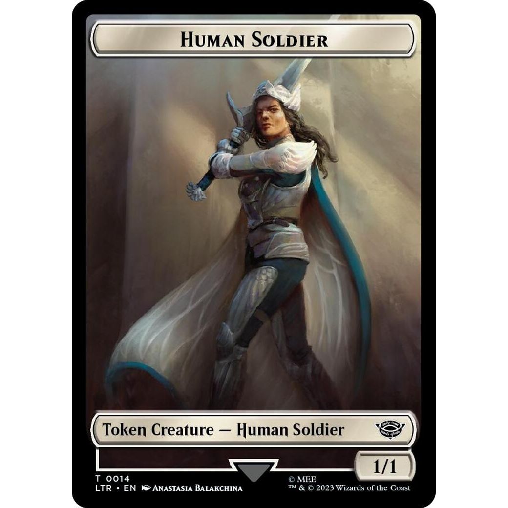 Image for Human Soldier (0014) // Food (0024) Double-Sided Token (Surge Foil) (14 // 24) (LTR) - Magic: The Gathering
