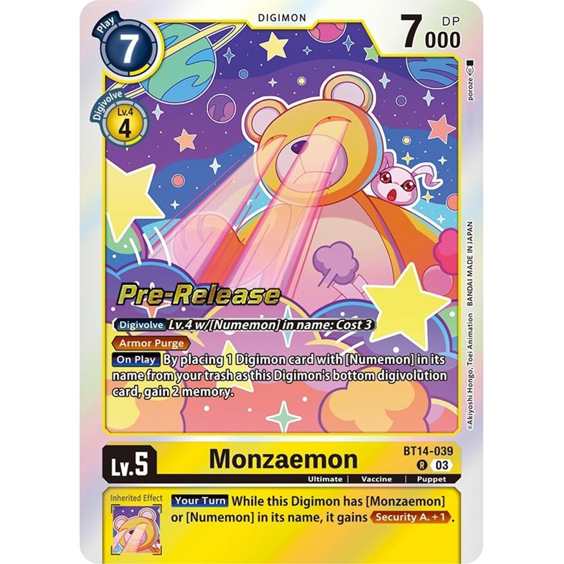Image for Monzaemon (BT14-039 R) (BT14_PR) - Digimon Card Game