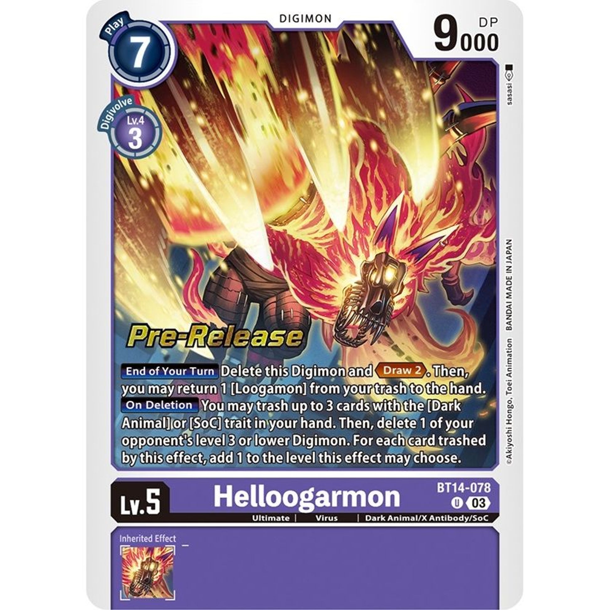 Image for Helloogarmon (BT14-078 U) (BT14_PR) - Digimon Card Game