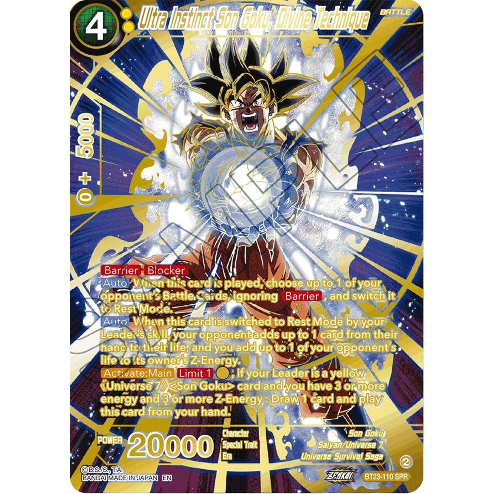 Image for Ultra Instinct Son Goku, Divine Technique (SPR) (BT23-110) (BT23) - Dragon Ball Super: Masters