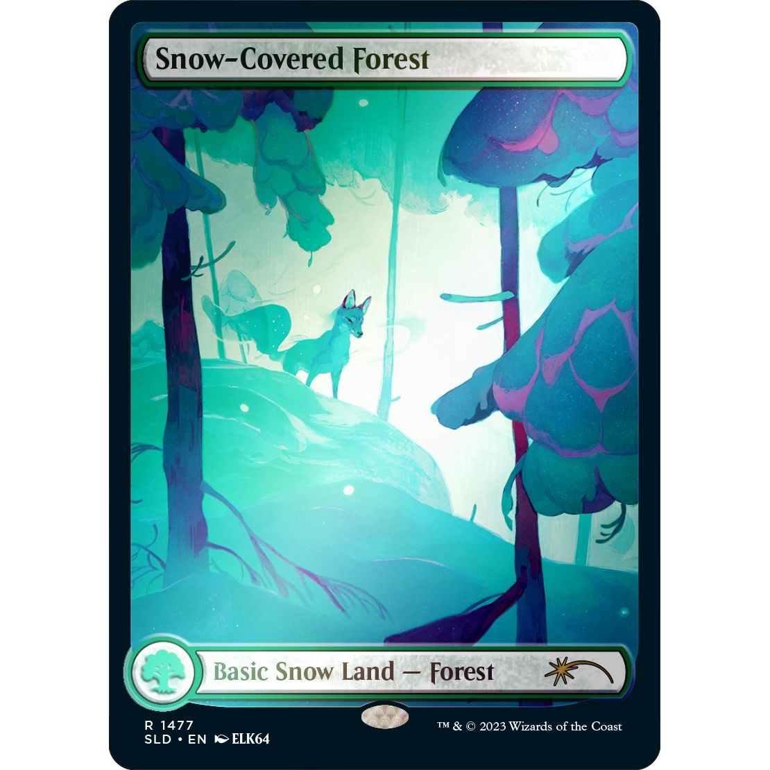 Image for Snow-Covered Forest (1477) (Rainbow Foil) (1477) (SLD) - Magic: The Gathering