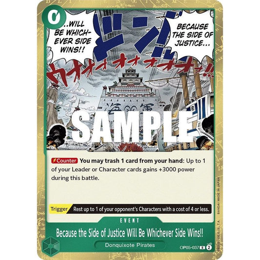Image for Because the Side of Justice Will Be Whichever Side Wins!! (OP05-037) (OP05) - One Piece Card Game